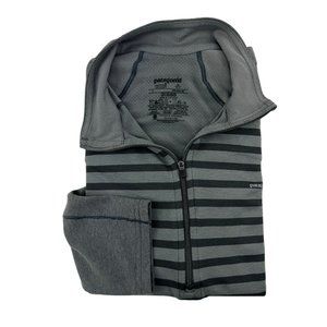 Patagonia Gray Stripe Capilene 3 Midweight 1/2‎ Zip Polyester Sweater Size Large